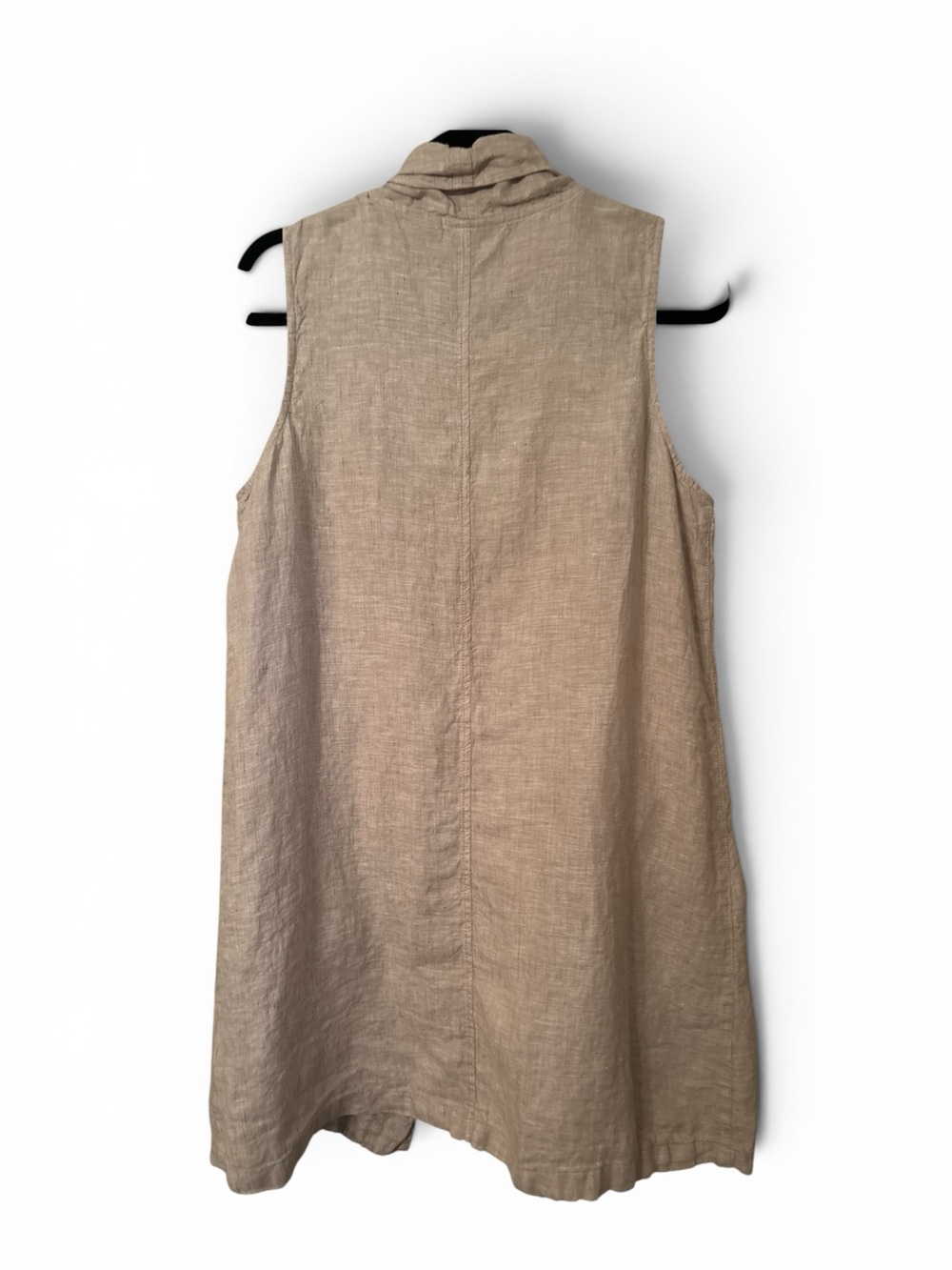 Tahari Beige 100% Linen Sleeveless Swim Coverup or Casual Swing Vest - Picture 4 of 5